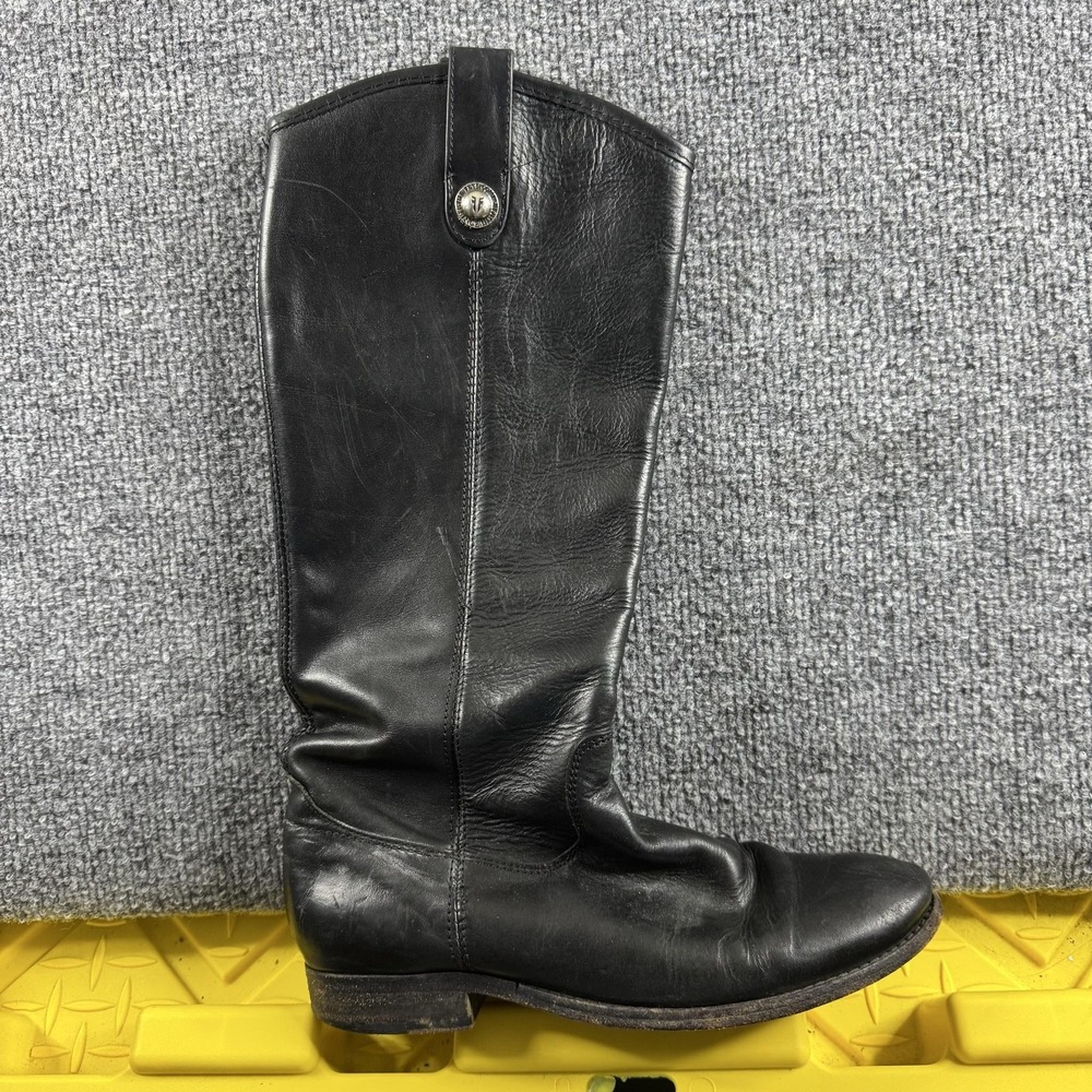 Frye Melissa Riding Boots Women Sz 7 Black Leather Tall Knee High Pull On 77167